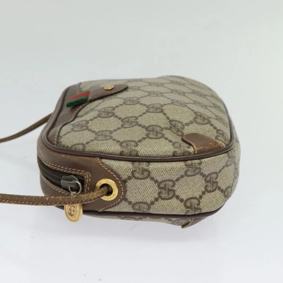 GUCCI GG Supreme Web Sherry Line Shoulder Bag PVC Beige 156 02 066 Auth bs27644 - Picture 6 of 14